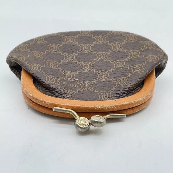 Celine Macadam Pattern PVC Leather Brown Clasp Purse Coin Case - Picture 5 of 5